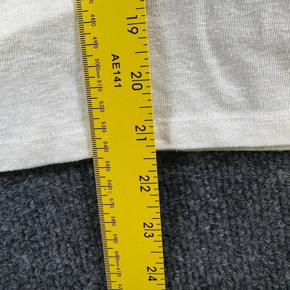 Banana Republic Polo Shirt Womens Medium White Linen Johnny Collar Cuffed Sleeve